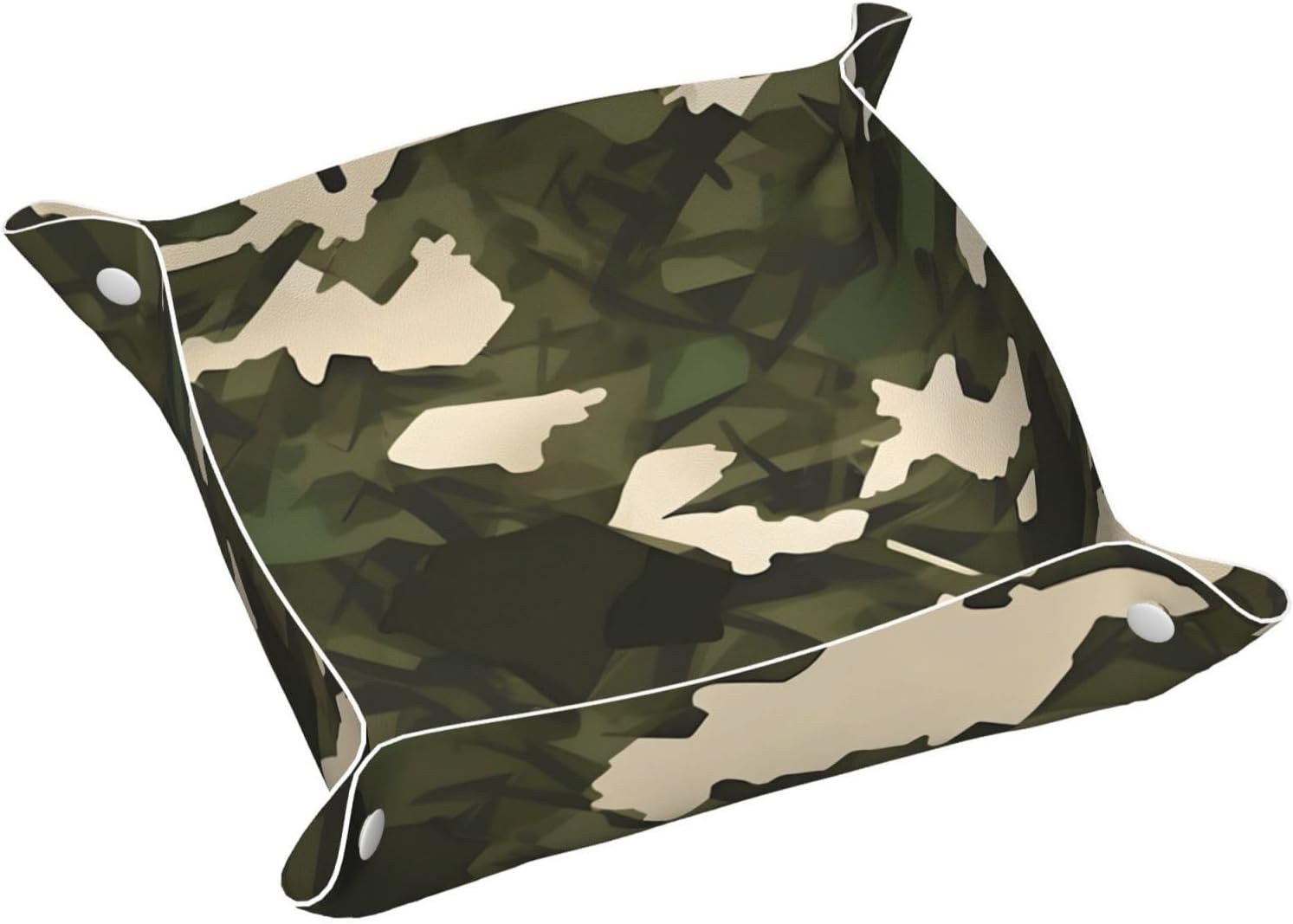 Army Camouflage Medium Personalized Leather Storage Tray, Desktop Storage Box, Optimized Space Management