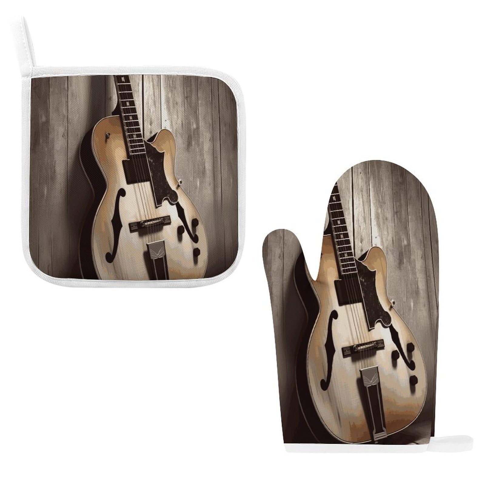 Btcowzrv Style Guitar Pictures Oven Mitts And Pot Holders 2Pcs Set