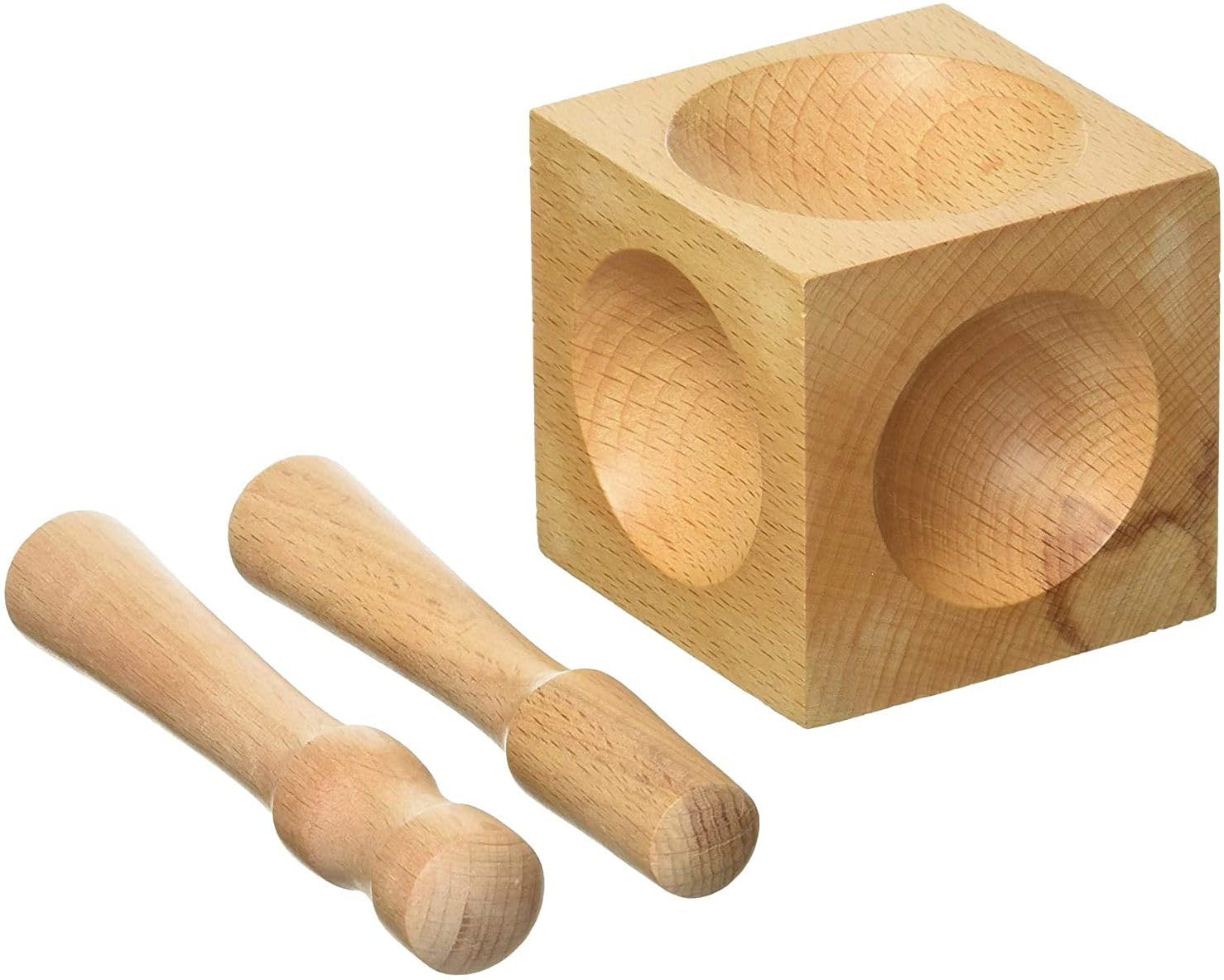 LUXURO Wooden Dapping Block Wood + 2 Punches (Doming Punch in Pcs) Size: 2" X 2" X 2"