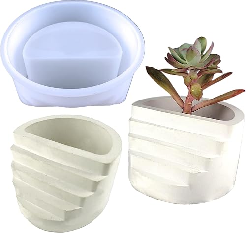 Escalera redonda maceta de hormigón Molde de silicona Cemento Suculenta Plantadora Jarrón Yeso Arcilla Molde de resina epoxi Soporte para bolígrafo