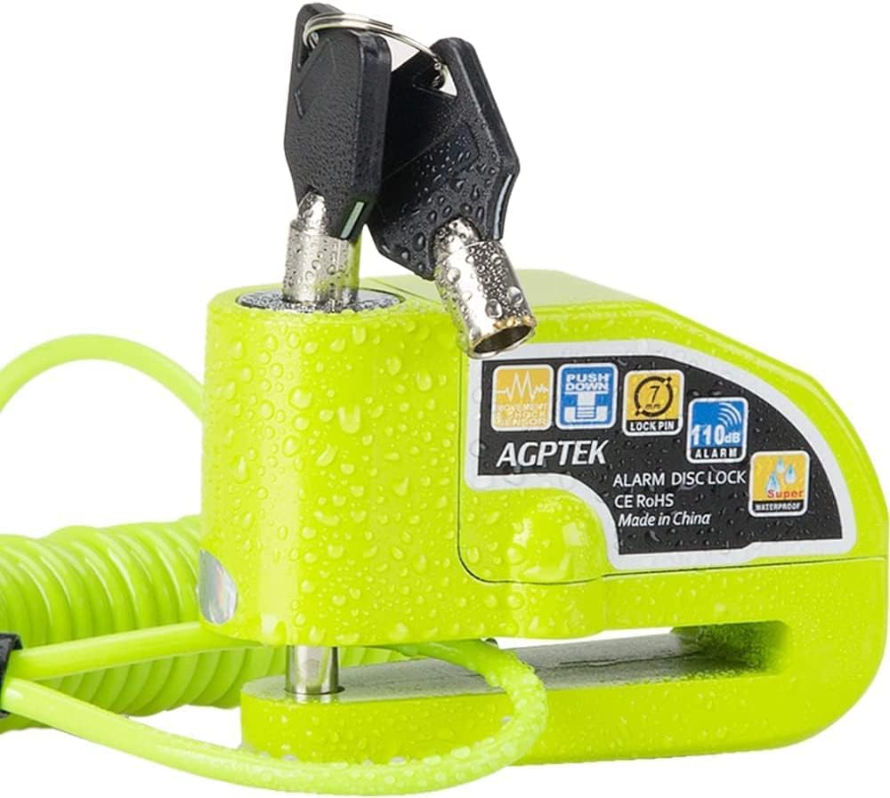 AGPTEK 110db Motorcycle Brake Lock with 5FT Reminder Cable