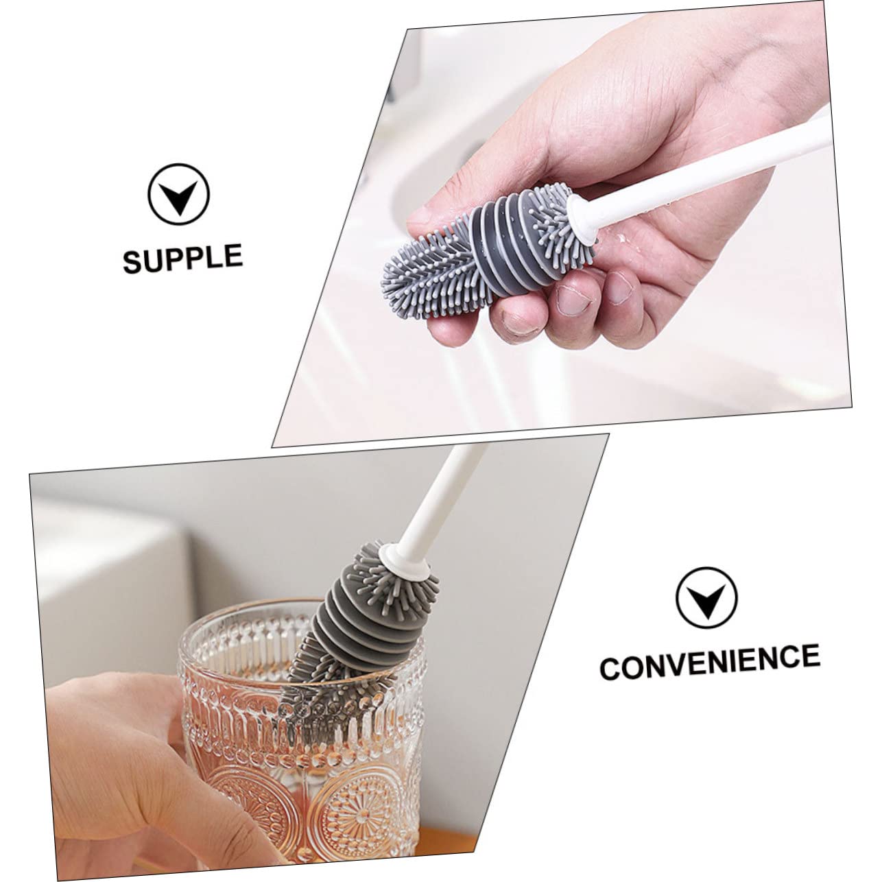 Baluue 2 Set Di Pulizia Per Bottiglie Di Cibo Detergente Per Bicchieri Di Manico in Setole in Silicone Pulizia Per La Famiglia Facile Da Riporre 4 Pezzi * 2