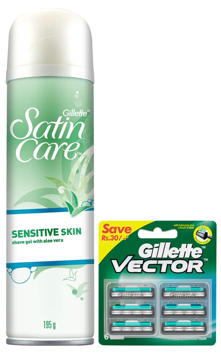 See full amazon price history chart for Gillette Satin Care Sensitive Skin Gel for Women with Aloe Vera - 195 g & Gillette Vector Plus Manual Shaving Razor Blades (Cartridge) - 6s Pack Gillette Satin Care Sensitive Skin Gel for Women with Aloe Vera - 195 g & Gillette Vector Plus Manual Shaving Razor Blades (Cartridge) - 6s Pack (B0CDDM657Y) Amazon Price History, Amazon Price Tracker