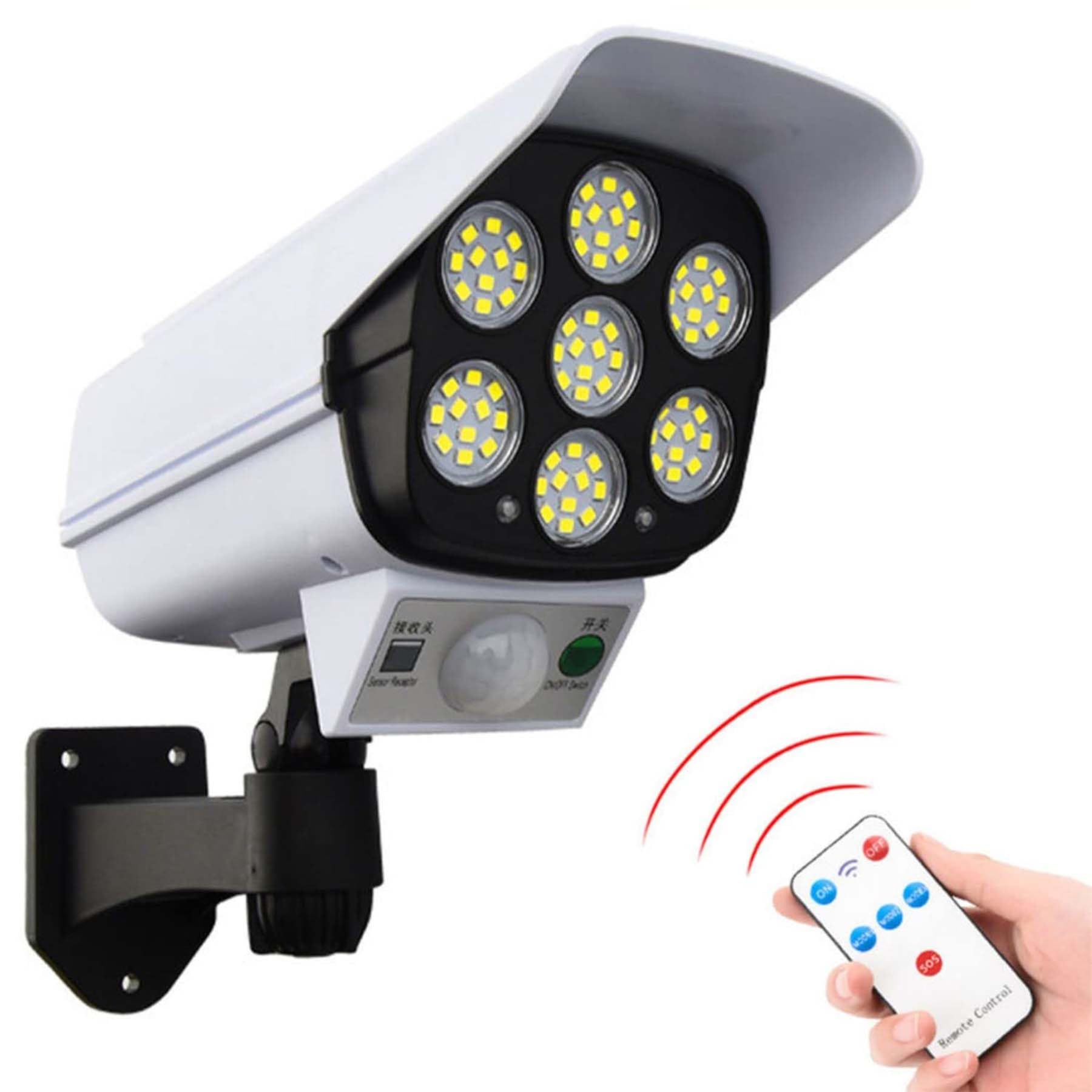 BOVTY Plastic Solar Light Outdoor 77 Led Motion Sensor Security Camera Shaped Wall Lamp,Waterproof, Rotatable For Home, Outdoor, Garden With Remote Control (White) (B0D73QP5B9) Amazon Price History, Amazon Price Tracker