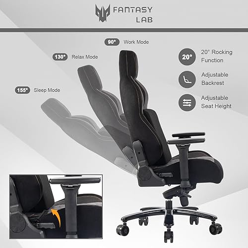 Miniatura 5 de Silla de juegos grande y alta de 440 libras con base de metal, espuma viscoelástica, lumbar 4D, reposabrazos ajustable, silla de computadora para