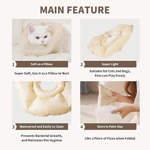 Miniatura 3 de MayMaw Collar inflable para gatos con cono E para gatitos y perros pequeños, suave y plegable, collar de recuperación para gatos para que dejen de