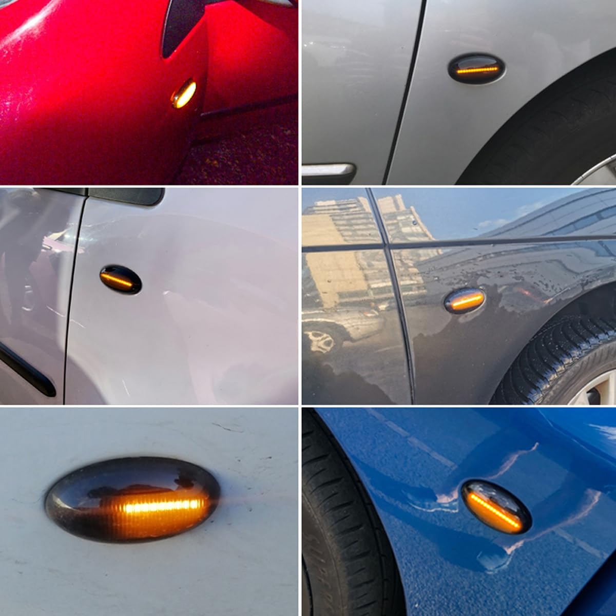 Dynamiczne boczne kierunkowskazy LED (migotanie sekwencyjne) kompatybilne z Peugeot 1007, 107, 108, 206, 301, 307, 407, 4007, 607 i kompatybilne z Citroën C1, C2, C3, C5, C6