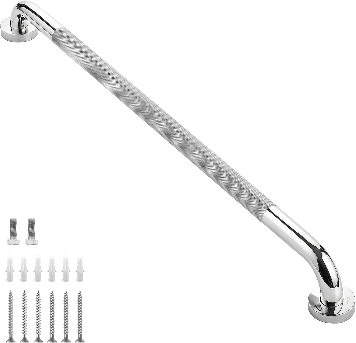 24-Inch Shower Grab Bars (2 Pack) - 1.25" Diameter, Stainless Steel, Non-Slip, For Bathroom Safety