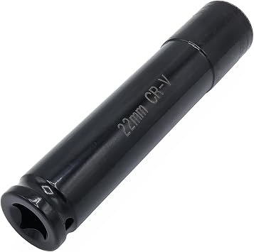 1/2" Drive by 22mm Deep Impact Socket, Heat-Treated CR-V Steel 6" Length, 6-Point Metric Size 22mm