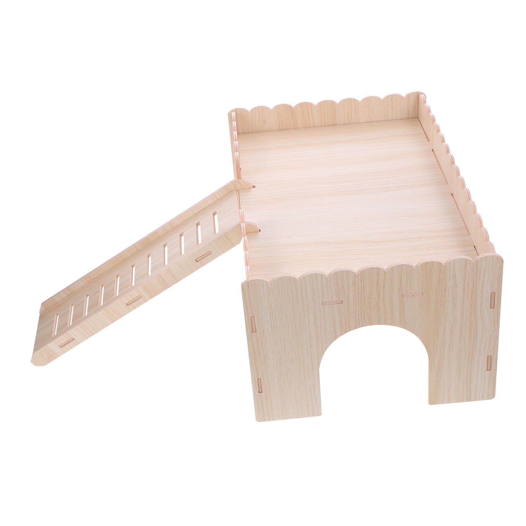 Hamsterholzhaus mit Rutsche, Abnehmbar, Beige, Holz