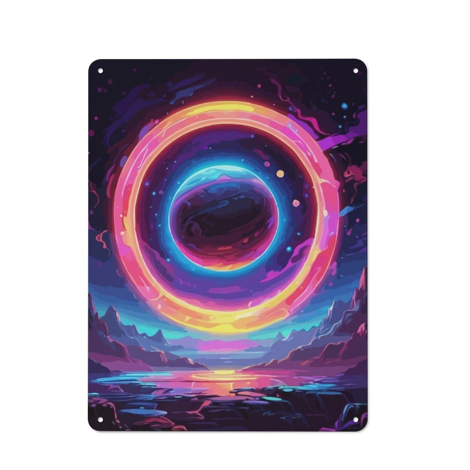 Junmoney Planet Rings 40X30cm Rustic Metal Sign With For Hobby Room Or Studio, Metal Sign Decor For Hobby Rooms And Studios