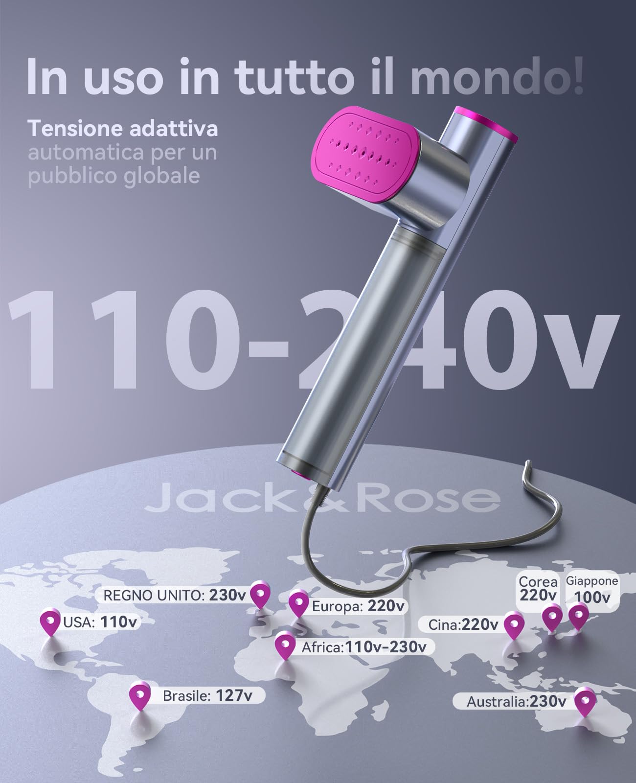 Ferro da stiro da viaggio, 100-240 V Doppia tensione Steamer, 1000W Vapore grande 22 g/min Ferro da Stiro Portatile, 15s rapido riscaldamento per il Global viaggio