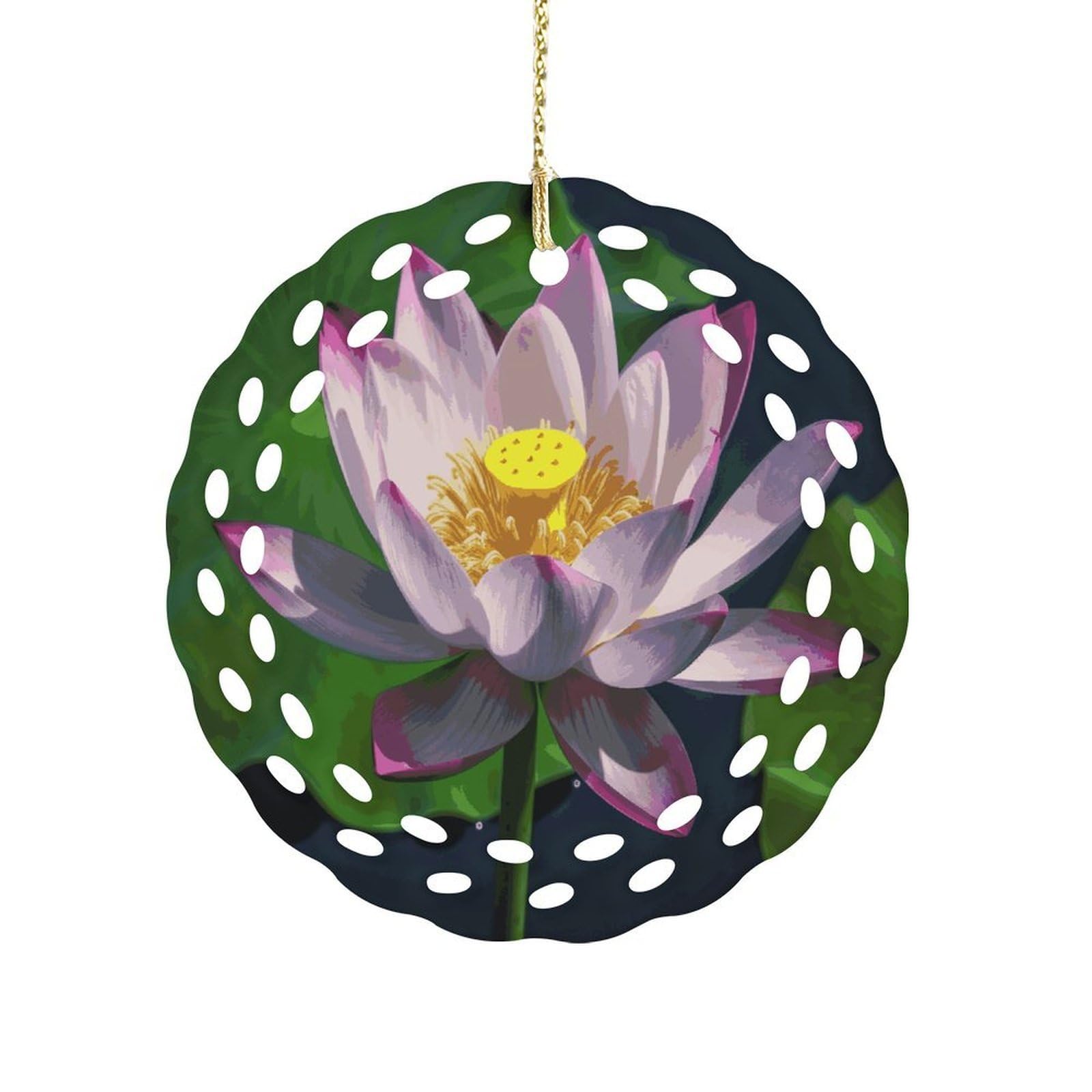 Fekiloot Women's Style Lotus2 Ceramic Ornaments 3 Inch Round,Holiday Keepsake For ,Girls,Pet Owners,Hanging Ornament Gifts Idea For Home