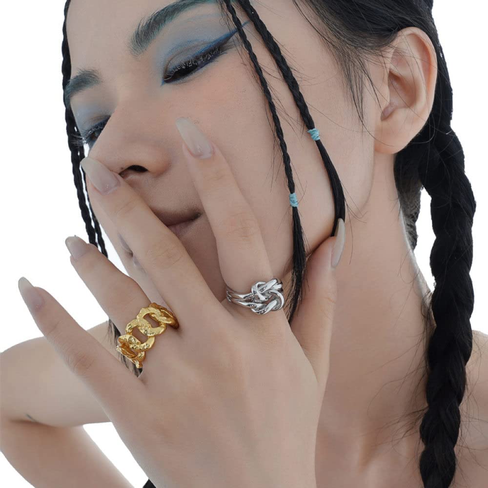 Anello In Argento Sterling 925,Anelli Regolabili Per Le Donne Multistrato Cravatta Un Nodo Argento Sterling 925 L'Anello Dito Indice Goth Anelli Eternity Fedi Nuziali Anelli Di Promessa Per Ragazze