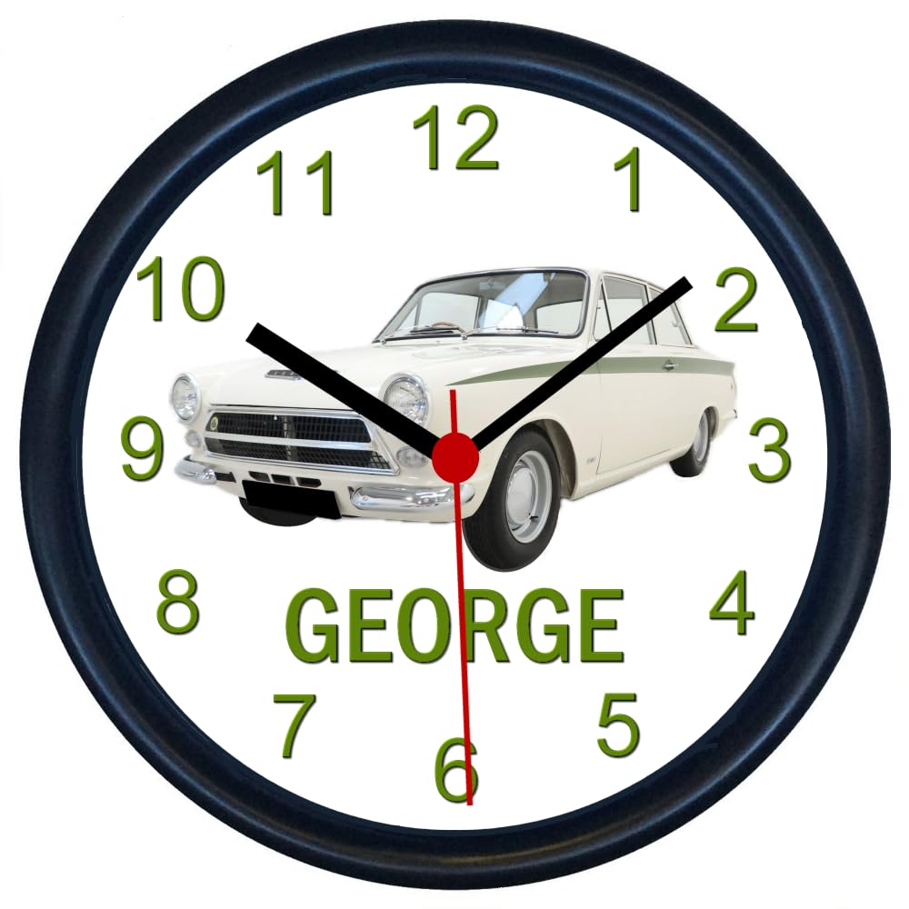 Key Expressions Black Personalised Wall Clock For Ford Cortina Mark 1 Classic Saloon Racing Car Enthusiasts