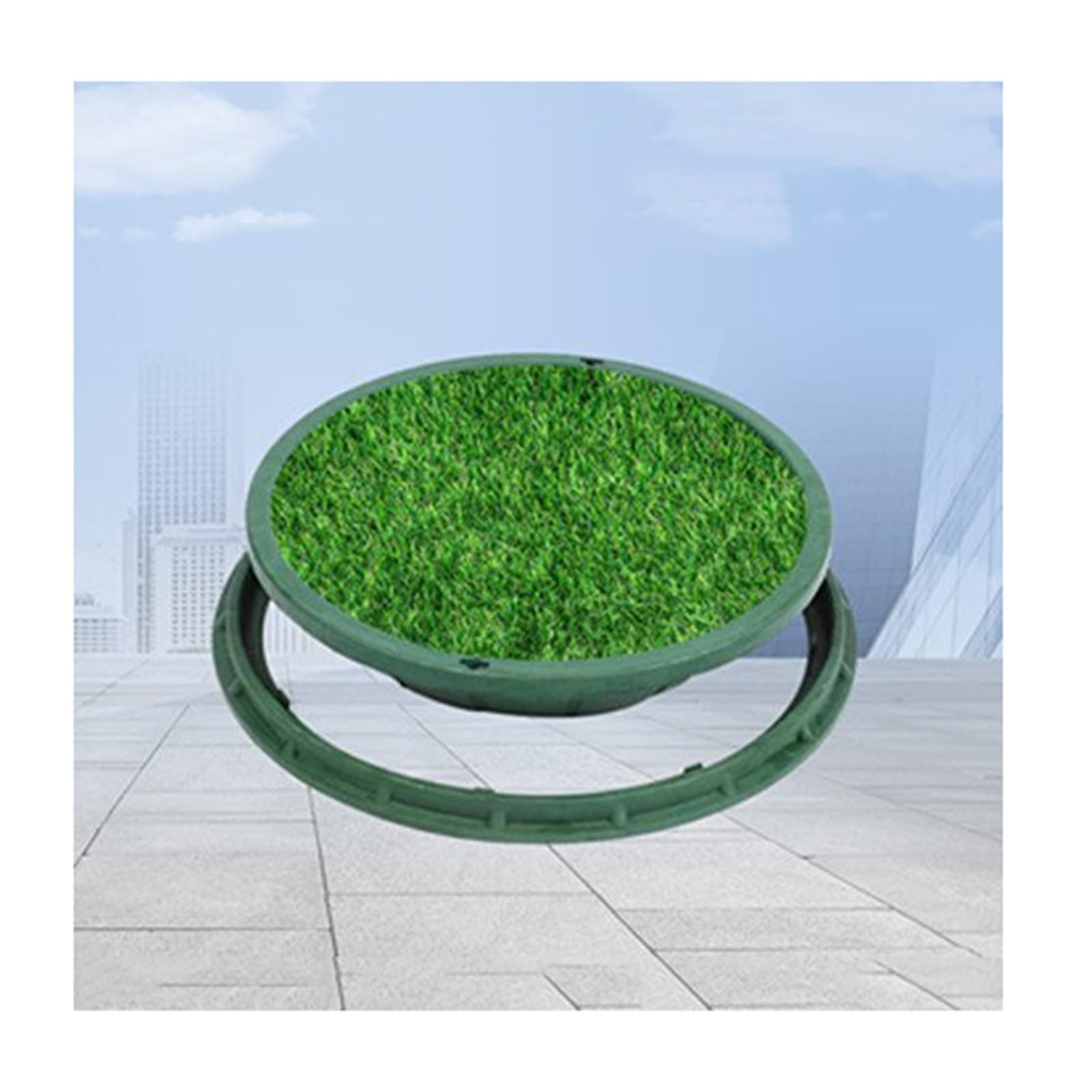 GJMSSMY Invisible Septic Tank Cover - Round or Square Green Plastic Inspection Manhole Cover for Sewer Access (A40*40CM/15.7 * 15.7IN) - Durable Weatherproof Discreet Design