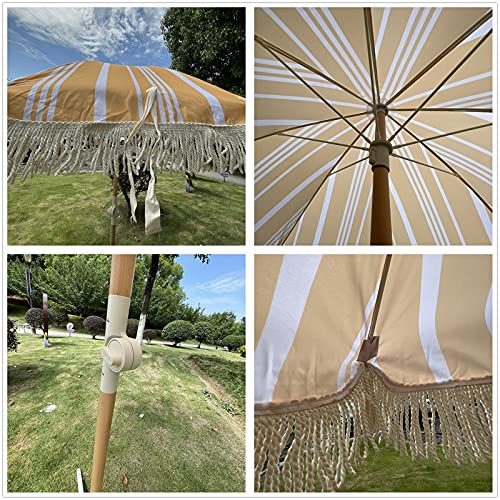Parasol de plage hôtel en bois avec filet crème solaire