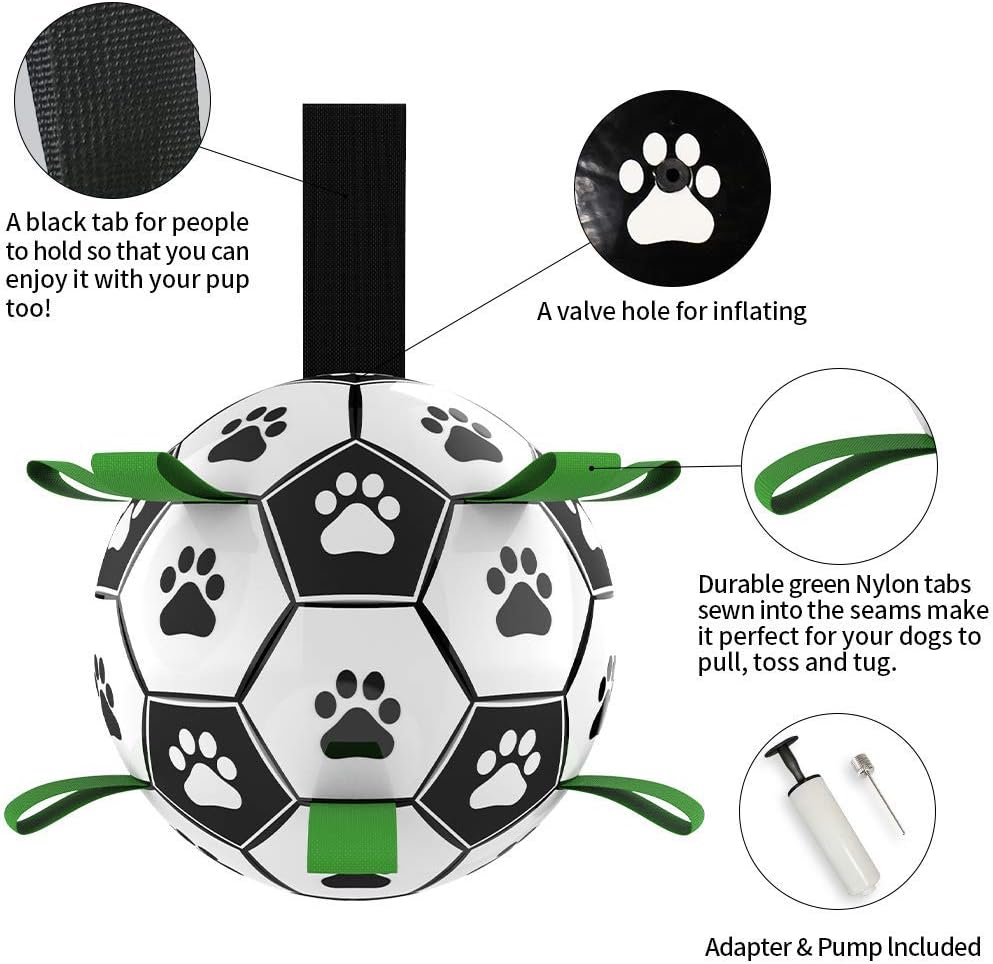 Pet Supplies : Dog Toys Soccer Ball with Grab Tabs, Interactive Dog Toys for Tug of War, Puppy Birthday Gifts, Dog Tug Toy, Dog Water Toy, Durable Dog Balls for Small & Medium Dogs（6 Inch） : 