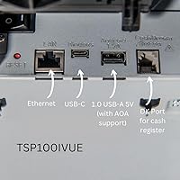 Vista 3 de Star Micronics TSP143IVUE USB/Ethernet (LAN) Impresora térmica de recibos con Android Open Accessory (AOA), CloudPRNT, cortador y fuente de Gris