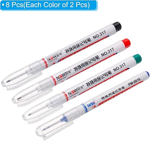 Miniatura 3 de PATIKIL Rotuladores de punta profunda, paquete de 8 bolígrafos de tinta de 4 colores, punta larga, para carpintería, para construcción, carpintería,