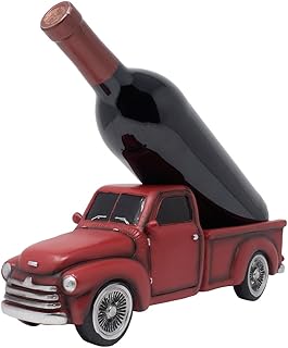 Vintage Pickup Truck Wine Bottle Holder Statue or Decorative Wine Rack in Antique Look for Old Fashioned Farm Country Kitchen Decor Sculptures and Rustic Bar Decorations or Classic Gifts for Farmers