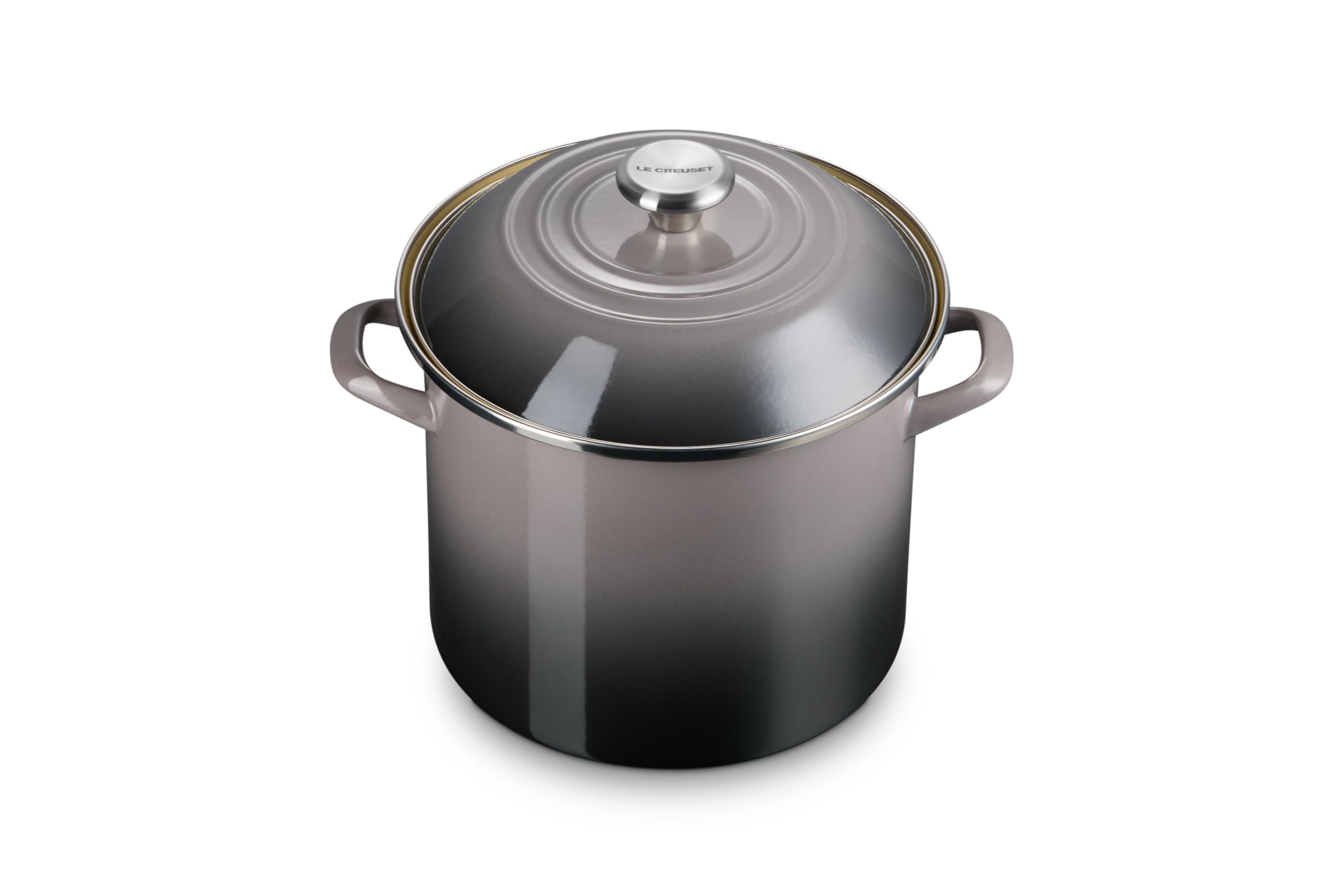 Le Creuset Oyster Enamel On Steel Traditional Stockpot, 10 Qt., With Stainless Steel Knob