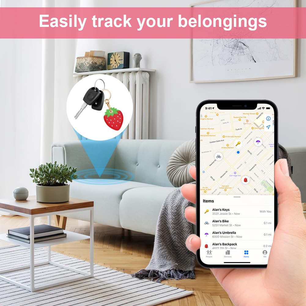 AXFEE 360° Protective Case for Air-Tag, Cartoon Leather Air Tag Keyring Case For Apple Air-tag Holder, Holder Case for Air-Tags, Air tag Holder Protective case, Decorations for Key, Bag, Pet Collar — view 5