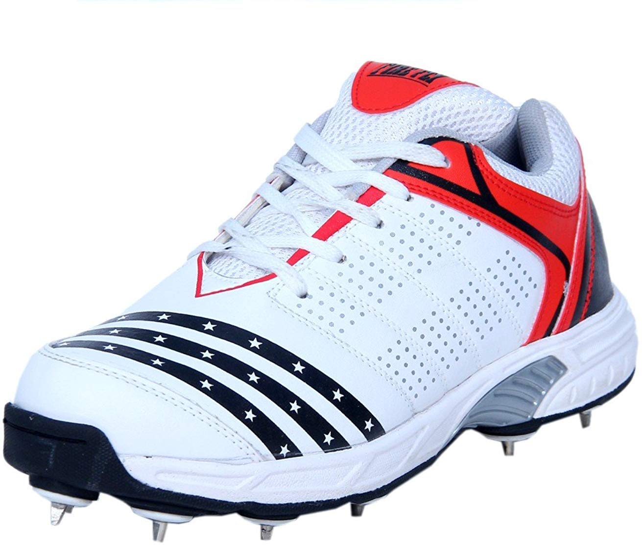 Howzatt Cricket Spike Shoe for Men White Red Light Weight Sport Outdoor Shoes-image-14