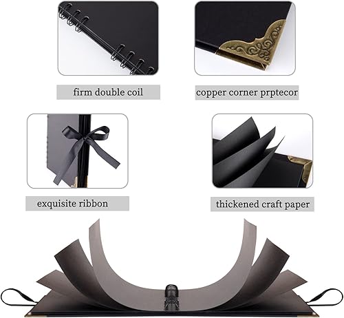 Miniatura 5 de Álbum de recortes (8 x 8 pulgadas) Álbum de recortes 60 páginas, ideal para tus álbumes de recortes, álbumes de fotos familiares de boda y