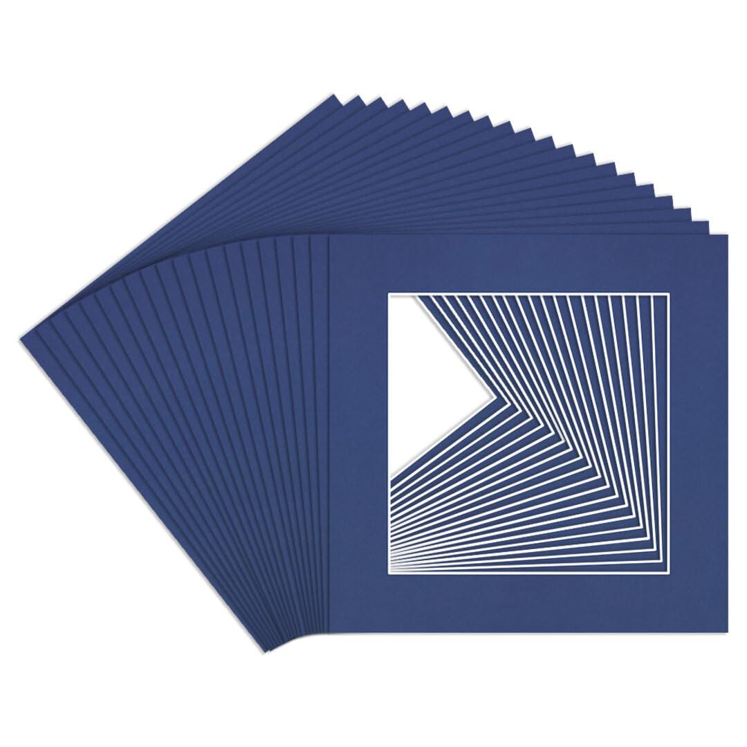 Procut Global 5x5" Blue Picture Mounts to Fit 3.5x3.5" Aperture - Precision Cut Cardboard Photo Mount - Ideal for Frames, Prints, Artwork & Certificates - Sizes & Colours Available - 20 Pack โ image 1