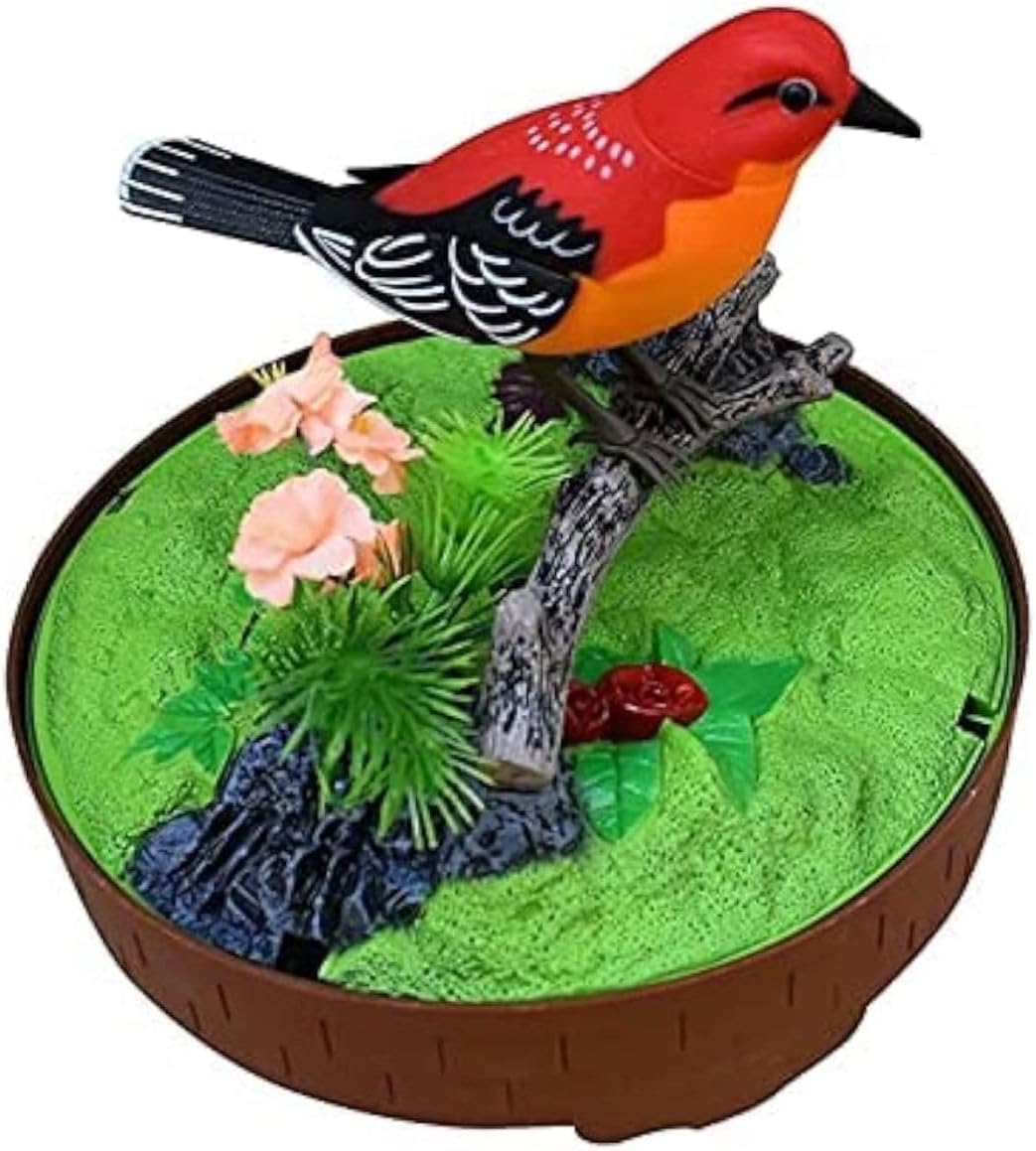 Ark Musical Bird in Cage Realistic Parakeet Toy Realistic Sound Activated Realistic Sounds Sound Activation Bird Cage Toy Roman Aquarium Decor Funny Bird Toy Sports Product Plastic - Image 3