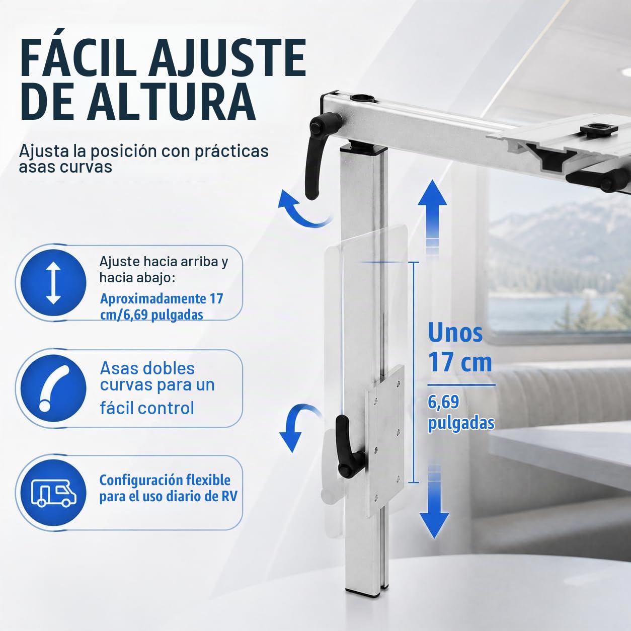 Madelynn Pata de mesa giratoria 360°, capacidad de carga de 50 kg, patas de mesa con cremallera de 17 cm, patas de mesa ajustables desmontables con asas, anodizadas, resistentes a la corrosión para