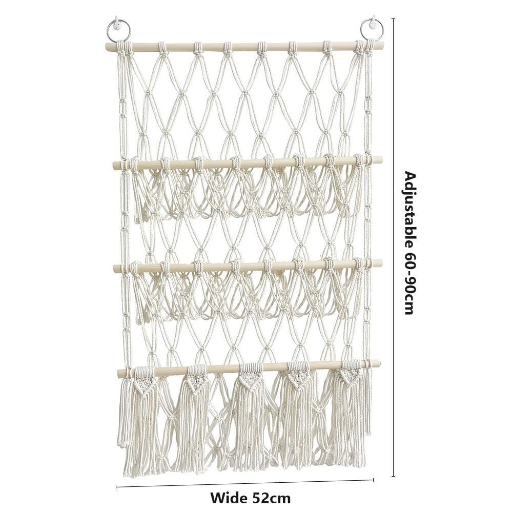 Hamac de Rangement pour Jouets Tissée à la Main en Corde de Coton à Suspendre Support de Rangement Peluche
