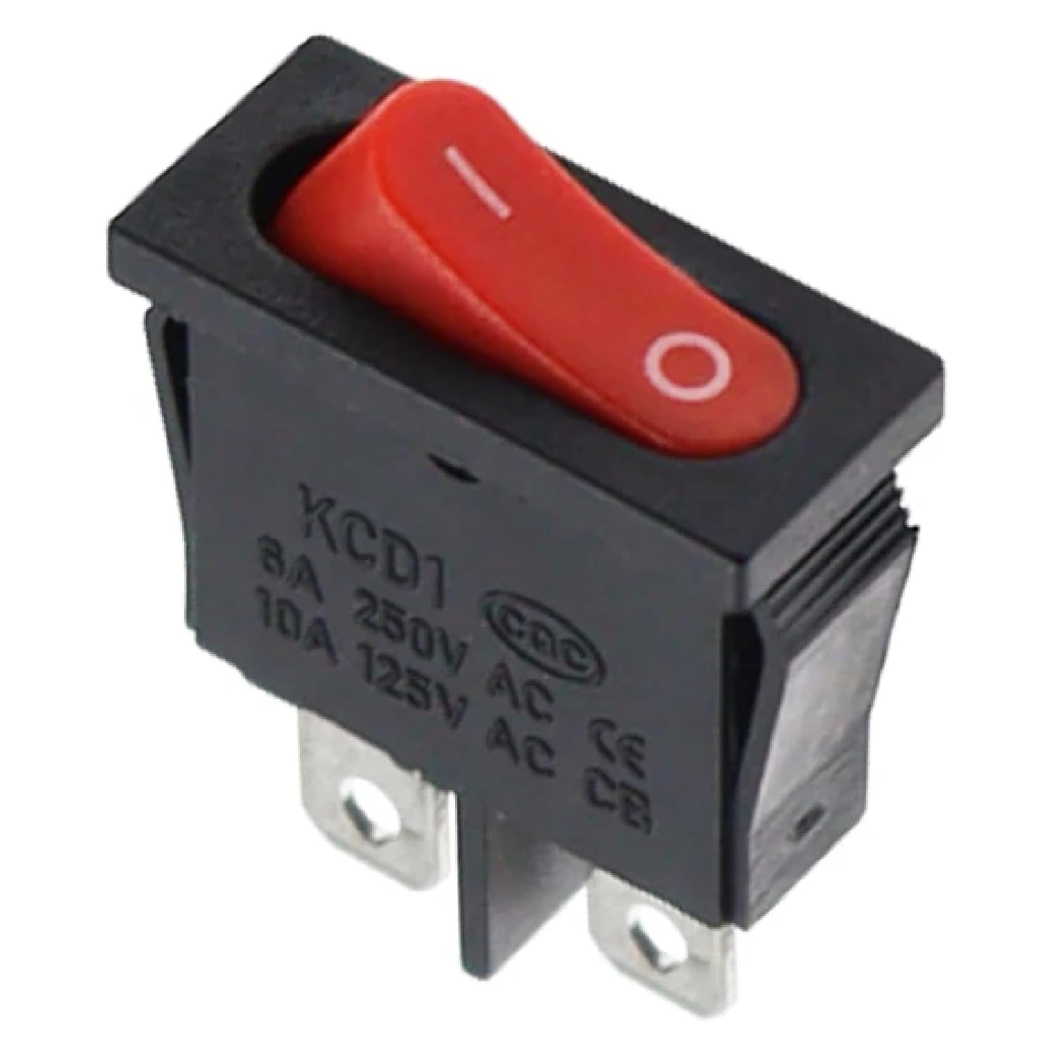 KCD1-110 Rocker Switch Red Black 2 Pin 2 Position 6A 250VAC Thin Flat Shape 9.5x21MM Small Switch for Instruments (Red)