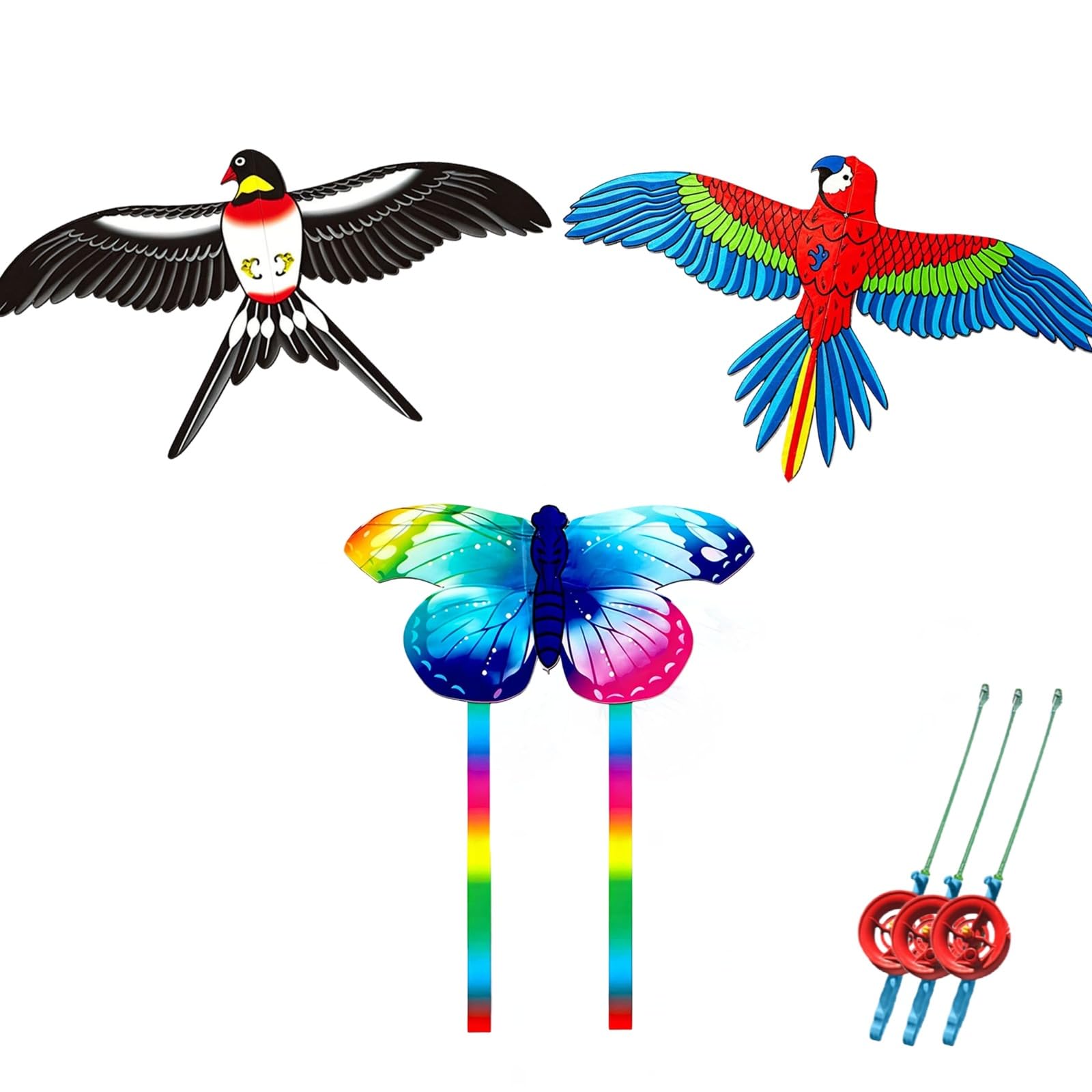 Dynamic Flapping Wing Kite with Fishing Rod – Easy Flying Toy for Kids & Adults, Long Tail Outdoor Beach Activity for Beginners