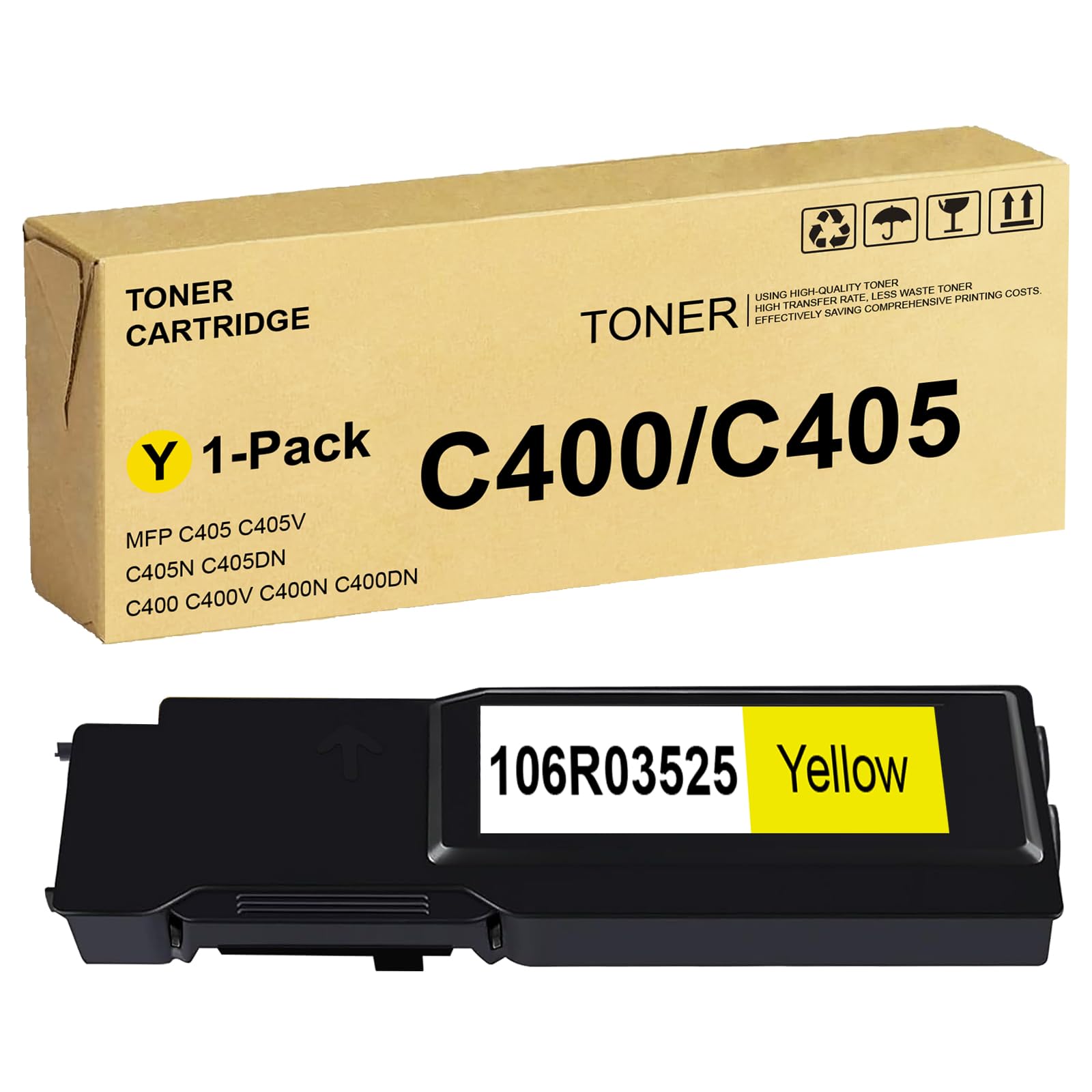 - C400 C405 Yellow 106R03525 Toner Cartridge Compatible for Xerox VersaLink C400 C405 Yellow Toner C400D C400DN MFP C405 C405N C405DN Printer High Yield 8,000 Pages 1 Pack