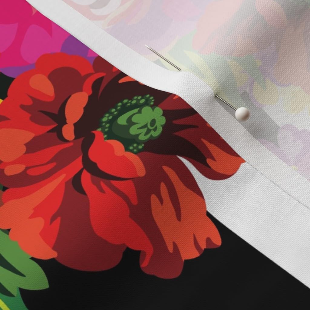 Spoonflower Fabric - Floral Pop Stripes Large Print Black White Roses Butterfly Boho Printed on Petal Signature Cotton Fabric by The Yard - Sewing Quilting Apparel Crafts Decor