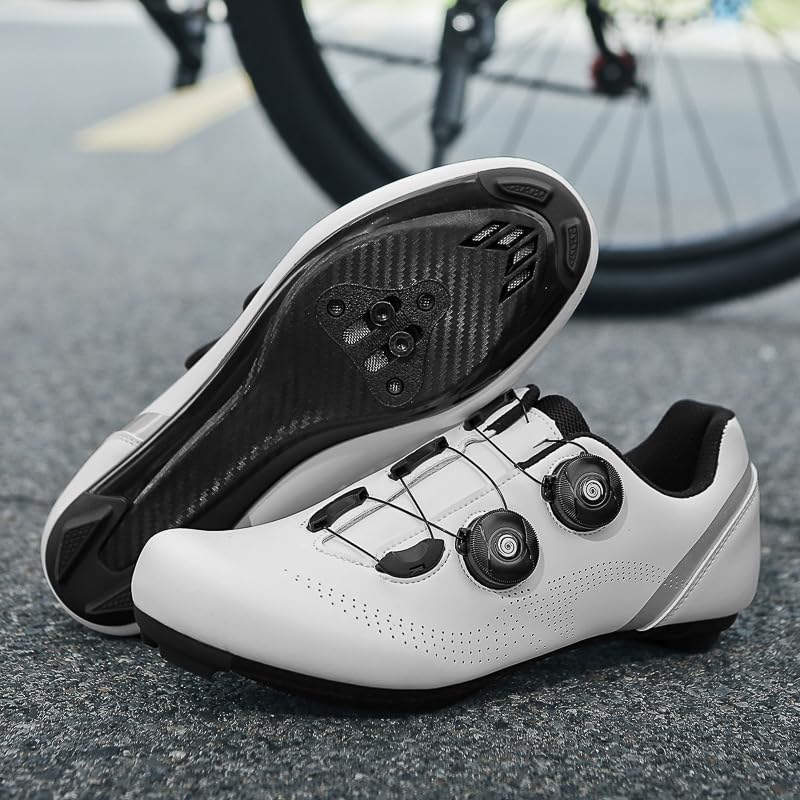 Męskie i damskie buty rowerowe do użytku wewnątrz rower treningowy trampki unisex płaskie trampki rower szosowy gumowa podeszwa buty sportowe oddychające antypoślizgowe buty rowerowe szosowe, biały
