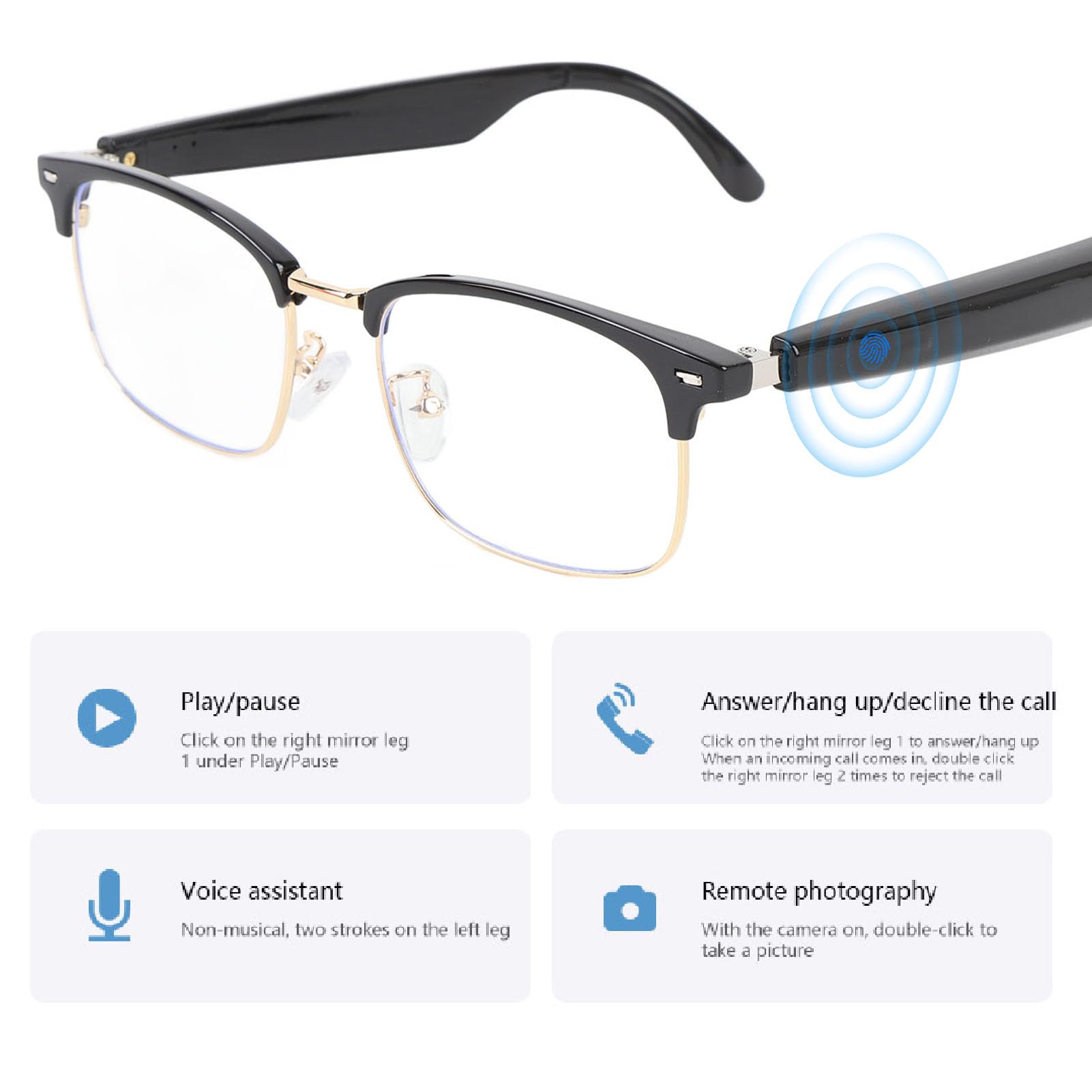 Tłumacz AI Inteligentne Okulary dla Mężczyzn Kobiety, Tłumaczenie w Czasie Rzeczywistym Okulary AI z kamerą i Bluetooth, Głośnik i Asystent Głosowy do Nauki Biznesu w Podróży