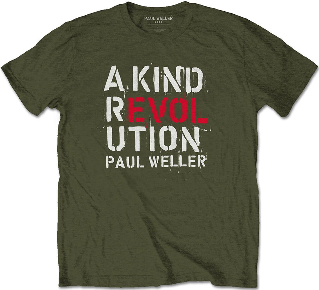 Rock Off Officially Licensed Products Men's Green Official Paul Weller - A Kind Revolution - T Shirt (Large)