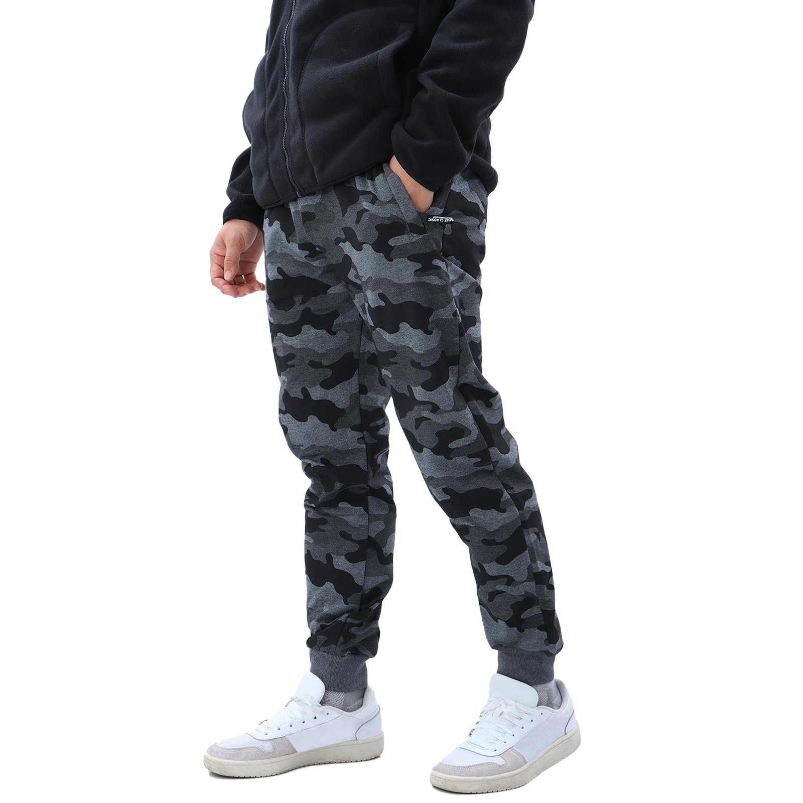 Bas de Survêtement pour Hommes, Joggings Camouflage avec Poche Zippée, Pantalons de Sport Respirants avec Taille élastique pour Course, Entraînement