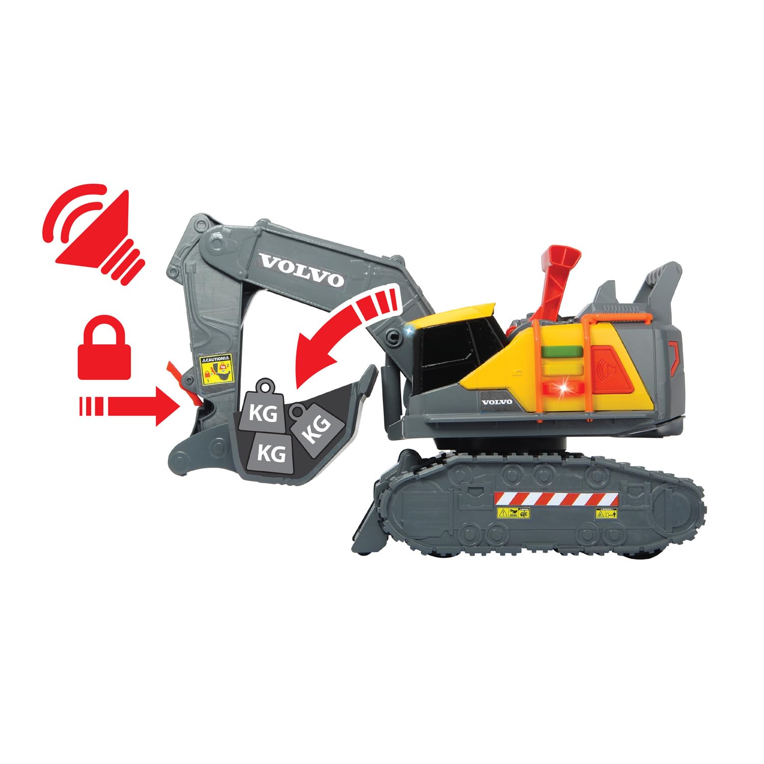 Dickie - Volvo Escavatore Rileva Il Peso, Luci e Suoni 30 cm, + 3 Anni, 203725006