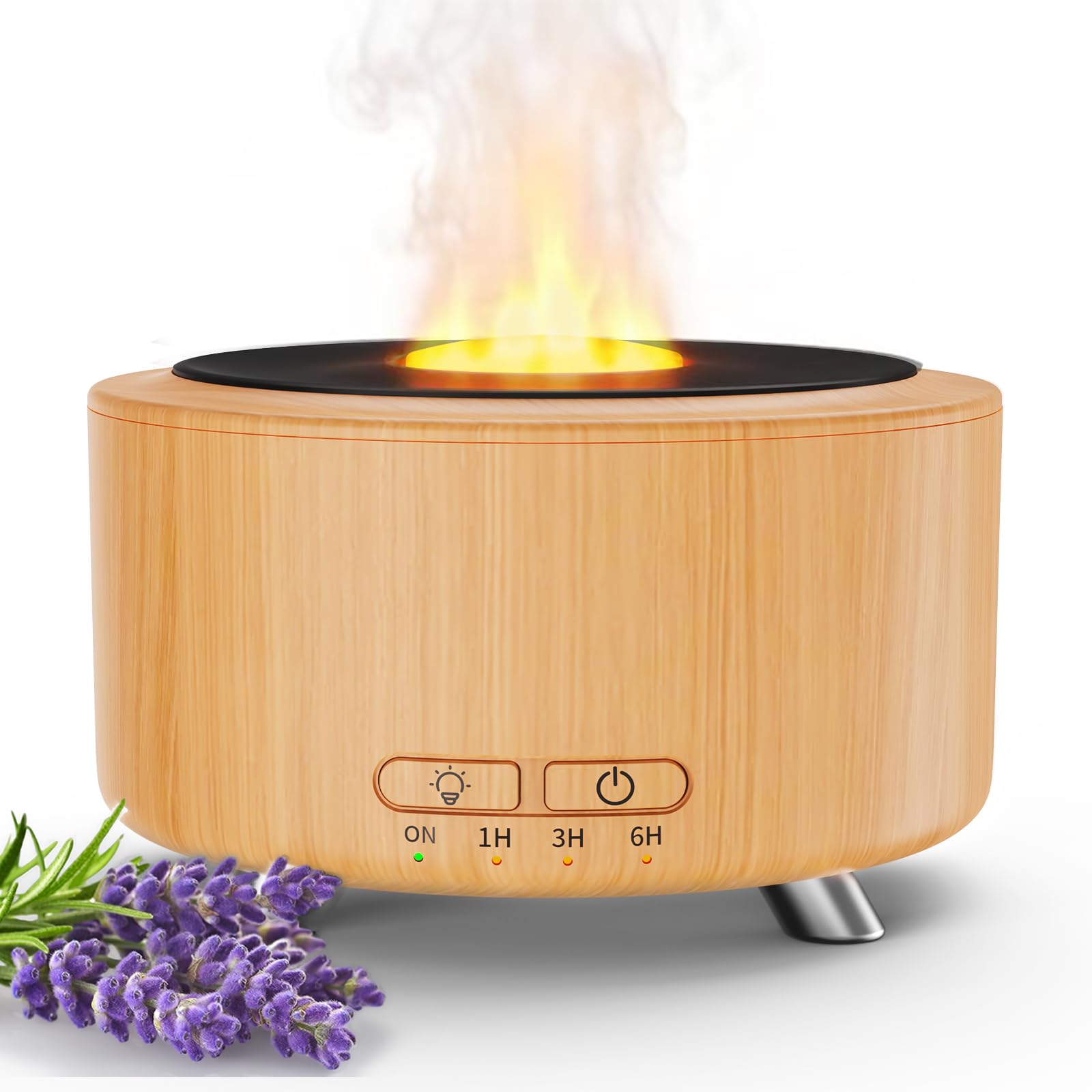 Diffusers for Essential Oils, 500ML Essential Oil Diffusers for Office Room Yoga, Diffuseur d'Huile Essentiel with Auto-Off Function, 9 Colors LED Night Light, Light Wood - 1