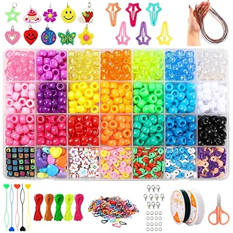 3000PCS Pony Beads Kit, Hair Beads for Jewelry Making Clay Beads Cute Letter Beads Star Heart Beads Elastic String Rubber Bands Hairpins Headband for Hair Braiding DIY Craft Bracelet Making Cover