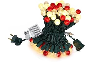 Red Ball Christmas Lights - 70 LED Red and Warm White Globe String Lights