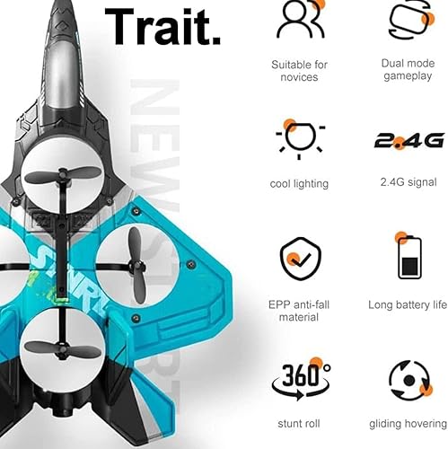 Miniatura 5 de V17 Jet Fighter Stunt RC Airplane 2022 Actualización RC Avión de control remoto de 24 GHz 6 CH con control remoto de giro de acrobacias de 360 y luz