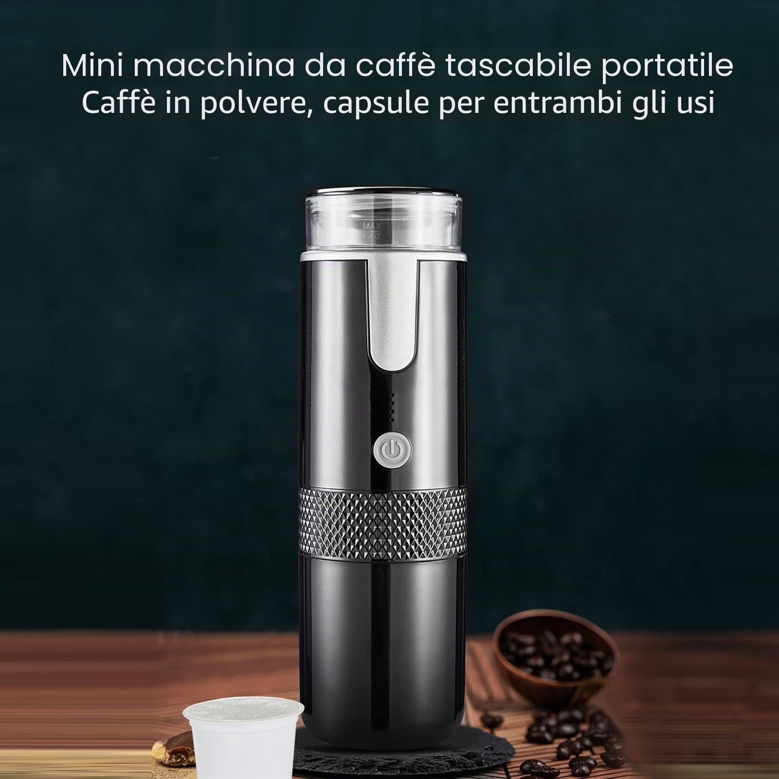 AUNMAS Macchina da caffè Portatile da Viaggio, Macchina per caffè Espresso per Auto Macchina da caffè Portatile Azionata Manualmente per Campeggio, Escursionismo, Macchina per caffè