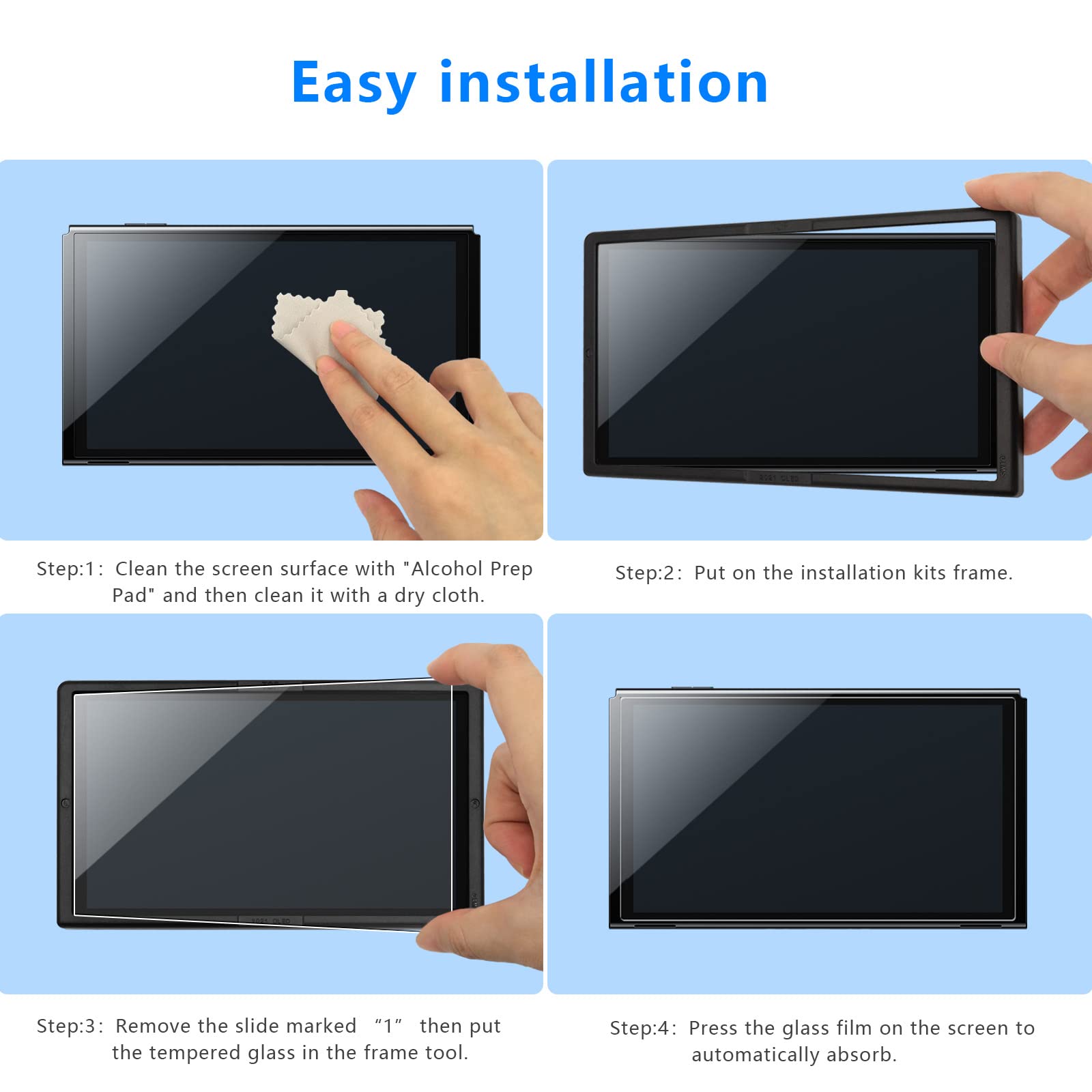 LUSEE 4 sztuki folii ochronnej kompatybilnej z Switch OLED model 7 cali 2021, pełne pokrycie, folia ochronna na wyświetlacz HD, folia ochronna na wyświetlacz HD, odporna na zarysowania,