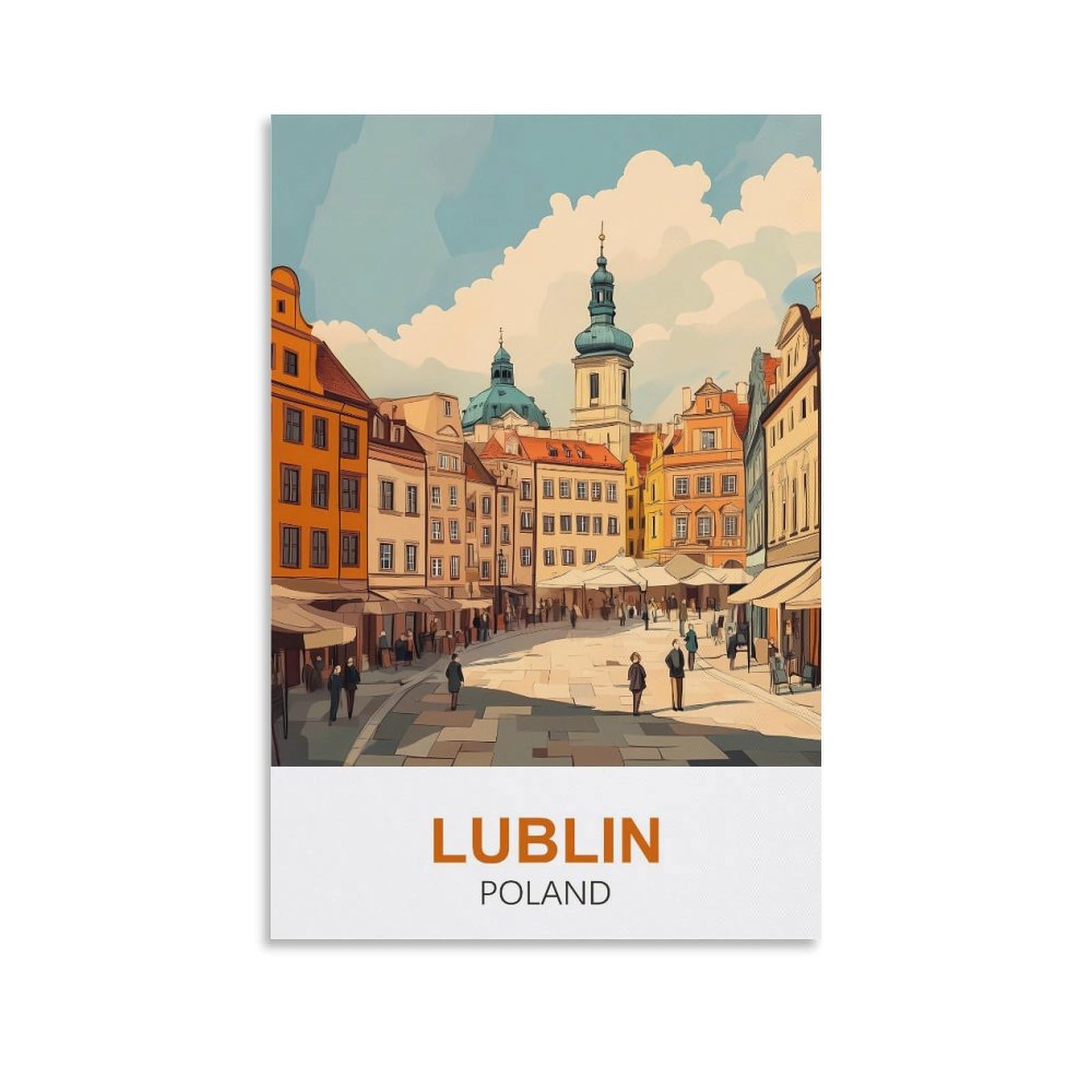 Clfmhnas Unframe-Style Lublin Poland Vintage Travel Poster 08X12inch(20X30cm) Canvas Wall Art Prints