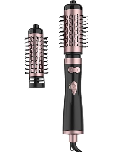ANWA Rotating Hair Dryer Brush, 4-in-1 Hot Air Styler and Rotating Brush, Rotating Blow Dryer Brush with 2 Detachable Brushes(1.5"& 2"), Black